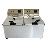 Freidora Eléctrica 16 Litros Doble Moretti Fryer 8 + 8 Acero