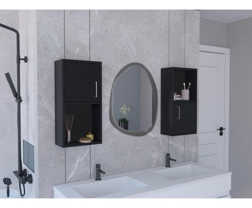 Gabinete De Baño Aqua Wengue Con Puerta Abatible X2