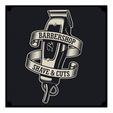 #582 - Cuadro Vintage 30 X 30 Cm Barbershop Barberia Maquina