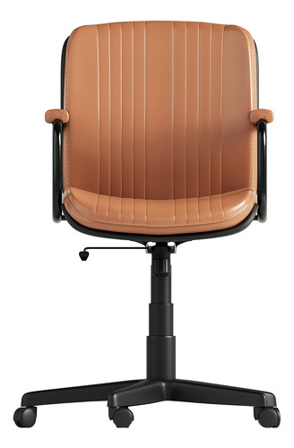 Cadeira Ergonômica Com Estofado De Couro Sintético Terracota