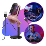 Microfone De Mesa Condensador Rgb Usb Gamer Profissional