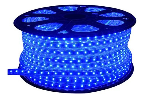 Cinta Tira Luz Led 50mt Azul Silicona + 5 Conectores 220v