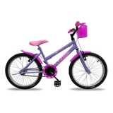 Bicicleta Aro 20 Feminina Infantil Power C/ Cesta Bike Bella Cor Violeta