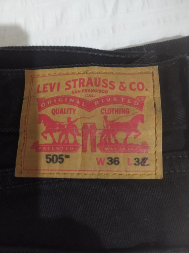 Pantalón Levis 505 Color Negro 36 X 32 Corte Recto 