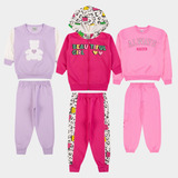 Kit 6 Peça Blusas De Frio Moletom Infantil Calças Conjuntos 