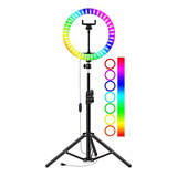 Aro De Luz Rgb Multicolor De 26cm Y Trípode 2.1m