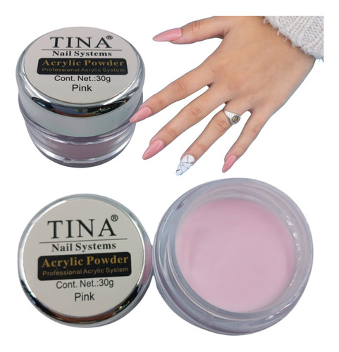 Polimero Polvo Acrílico Pink Tina 30gr Nails Esculpidas 