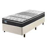 Cama Box Areia Solteiro 88x188 Com Colchão Gransleep Ecoflex