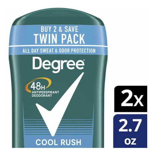 Desodorante Degree Cool Rush 2 Piezas Antitranspirante 48hrs