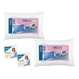 Kit 2 Travesseiros Duoflex Gelflex Nasa Antiácaro 50x70x14 + 2 Capas Protetora -  Frete Grátis