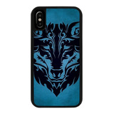 Funda Uso Rudo Tpu Para iPhone Lobo Animal Arte Vector Azul
