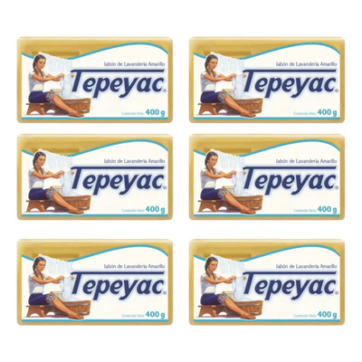 6 Piezas Jabón Tepeyac Barra Lavanderia Amarillo  400g C\u002Fu | MercadoLibre
