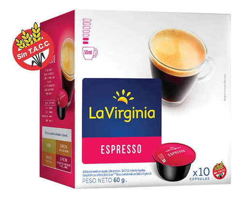Caja X10 Capsulas La Virginia Cafe Espresso Dolce Gusto