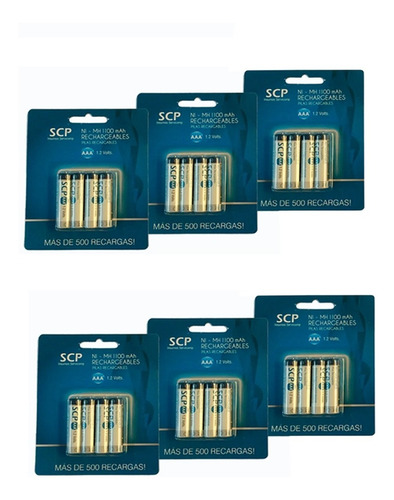 Combo 6 Blister - 24 Pilas Aaa Recargables Scp 1100 Mah