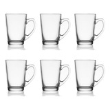 Set 6 Tazas Para Café Con Leche Té Capuccino Vidrio 250ml