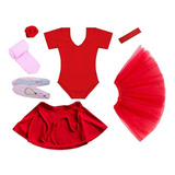 Roupa De Ballet Infantil Roupa Bailarina Tutu Tule Vermelh