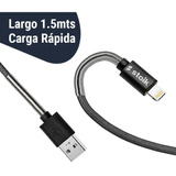 Cable Carga Rápida Para iPhone 1.5m Largo Stoik Color Negro