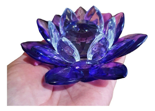 Flor De Lótus 10cm Violeta Em Cristal Decoração Enfeite