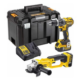 Combo Dewalt Esmeril + Taladro Xr + 2 Baterias De 5 Ah +caja Color Amarillo/negro