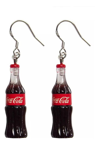 Aretes De Resina Coca Cola Ficha O Botella Moda Vintage