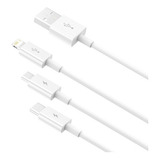 Cable 3 En 1 Baseus Para iPhone Tipo C Microusb 3.5a Blanco