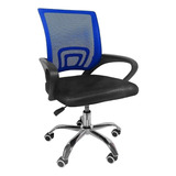 Silla De Escritorio Rack & Pack Mkz-sillaofiajus Ergonómica  Negra Y Azul Con Tapizado De Tela