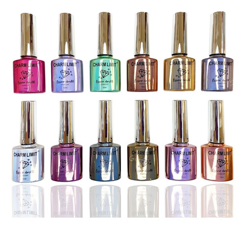 Esmaltes Charm Limit X12 Laser Drill 10ml Reflectivos Glitte