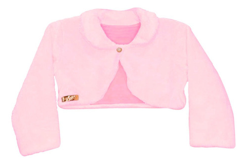 Bolero Casaco Menina Rosa Infantil Pelo Plush Festa Luxo