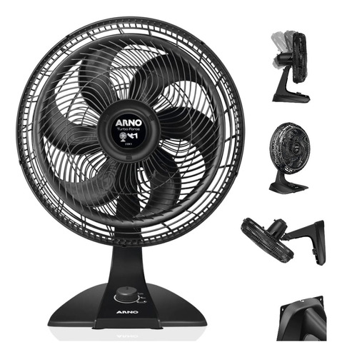 Ventilador Mesa E Parede Arno Vf42 Preto 6 Pás 40cm 110v