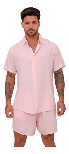 Conjunto Reveillon Ano Novo Social Bermuda Camisa Slim Fit