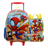 Kit Escolar Mochila Rodinhas Homem Aranha Infantil Spidey