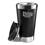 Copo Térmico Modelo Stanley 475ml 20 Horas Com Gelo Philco Cor Preto Liso