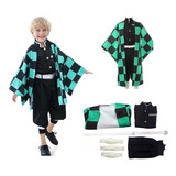 Demon Slayer Cosplay Kimono Traje Para Niños-kamado Tanjirou 0