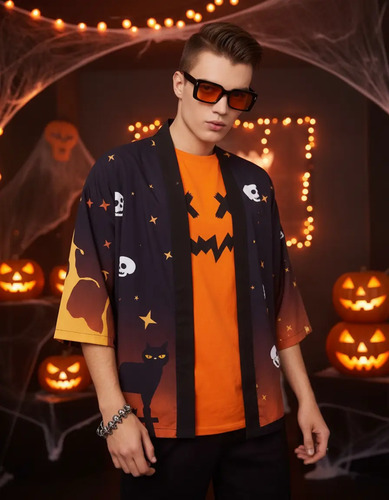 Kimono Camisa Halloween Esqueleto Craneo Envio Incluido