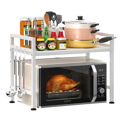 2 Niveles Estante Organizador Extensible De Horno/microonda Blanco