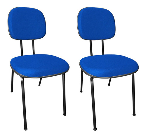 Kit 2 Cadeiras Secretaria Fixa Pé Palito Jserrano Azul