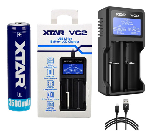Kit Xtar Cargador Vc2 Y 1 Bateria 18650 3500mah
