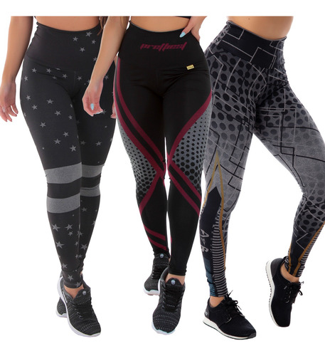 Kit 3 Leggings Plus Size Cintura Altissima Zero Transparêcia