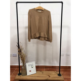 Sweater Jazmin Chebar Camel Con Volado Talle 1 No Rapsodia