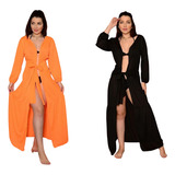 Kit De 2 Saida De Praia Look Para Verão Manga Longa Feminina