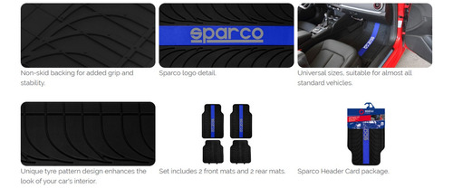 Tapete Sparco Negro Con Azul 4 Piezas