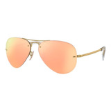 Gafas De Sol Ray-ban Rb3449 Standard Con Marco De Metal Color Polished Gold, Lente Copper Espejada, Varilla Polished Gold De Metal