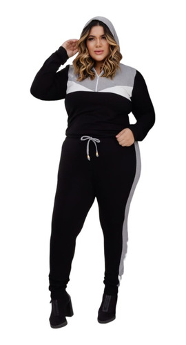 Conjunto De Moletinho Plus Size, Com Capuz