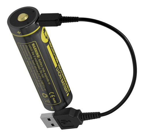 Pila Bateria 18650 3.7v Nitecore Recarga 2600 Mah Puerto Usb