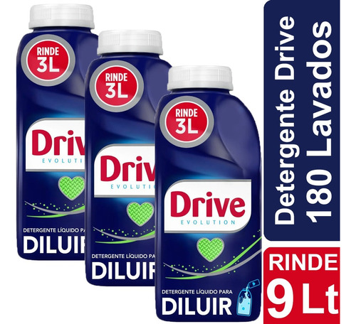 Detergente Drive Para Diluir Rinde Hasta 180 Lavados Pack X3