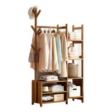 Rack Organizador Ropa 6 Niveles Madera Perchero De Piso 80cm