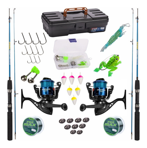 Kit De Pesca  10kg C/ 2 Varas + 2 Molinetes + Itens