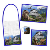 Set De Jardin Dinosaurios Jurassic Taza Mantel Servilleta+