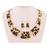 Collar Moderno Con Estampado De Leopardo  Estilo Dorado  Cue