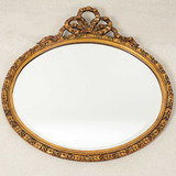 Antigo Espelho Oval Bisotado Luis Xvi Dourado Folheado Ouro